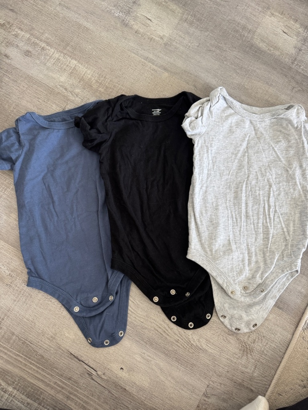 3-Pack Short Sleeve One-Piece Bodysuits - Blue, Black, Gray